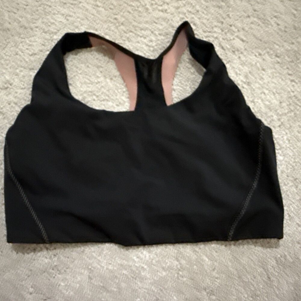 Athleta Black with Pink Accent Sports Bra - Large